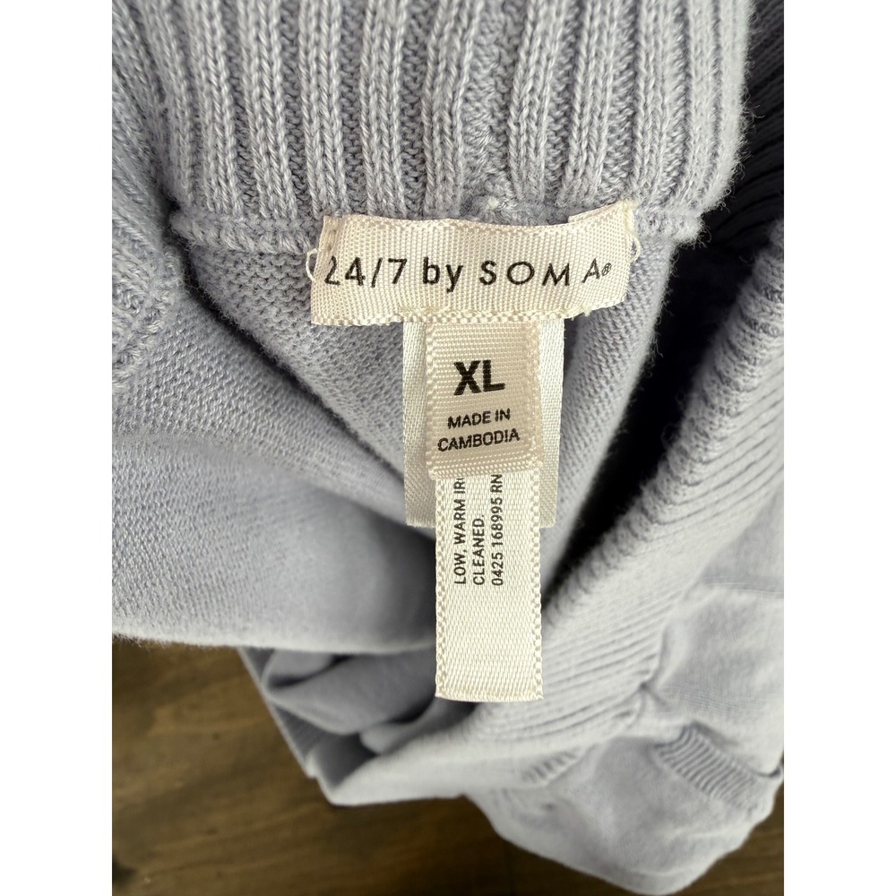 Soma 24/7 Cropped Sweater Pants Periwinkle Blue Cotton Knit Wide Leg Crop XL - Picture 7 of 11